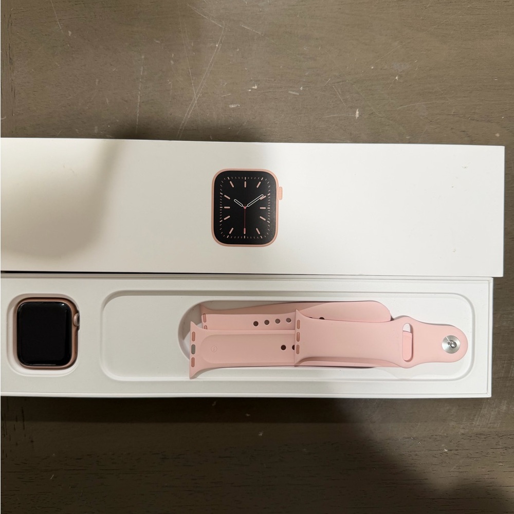 Apple Smartwatch with Pink Band and Black Face